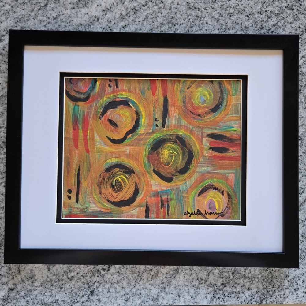 Original Abstract Art “Circles of Emotion: |Elizabeth Harris |12x15 Framed| NWT